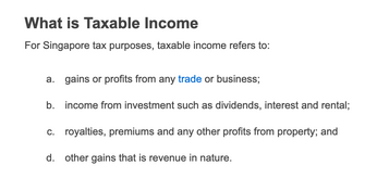 「新加坡税务条款」公司应税收入和非应税收入2