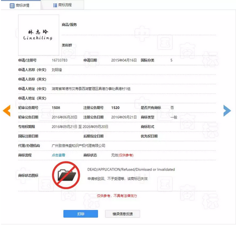 真假“林志玲”商标之战:山寨“林志玲”恐不保3